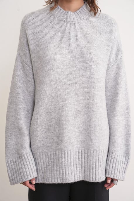 Übergroßer gerippter Strickpullover mit Rundhalsausschnitt - Image 4