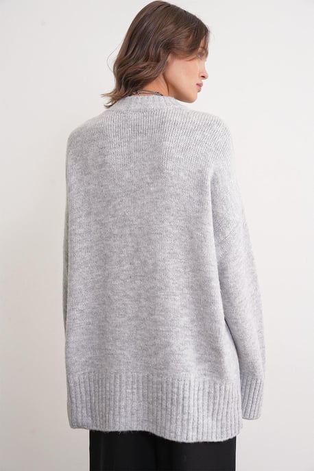 Übergroßer gerippter Strickpullover mit Rundhalsausschnitt - Image 6