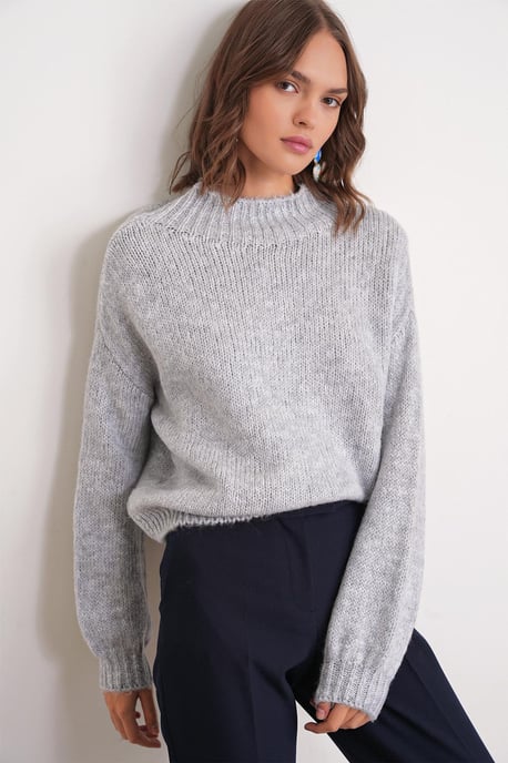 Lässiger Crewneck-Dickstrickpullover - Image 1