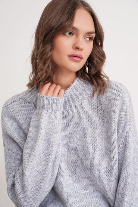Lässiger Crewneck-Dickstrickpullover - Image 3