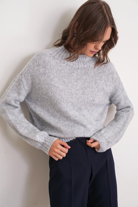 Lässiger Crewneck-Dickstrickpullover - Image 4