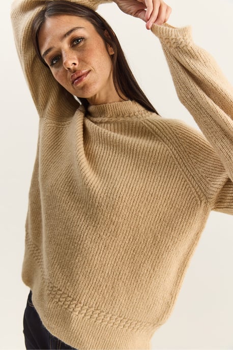 Oversized Rundhalsausschnitt Strickpullover - Image 3