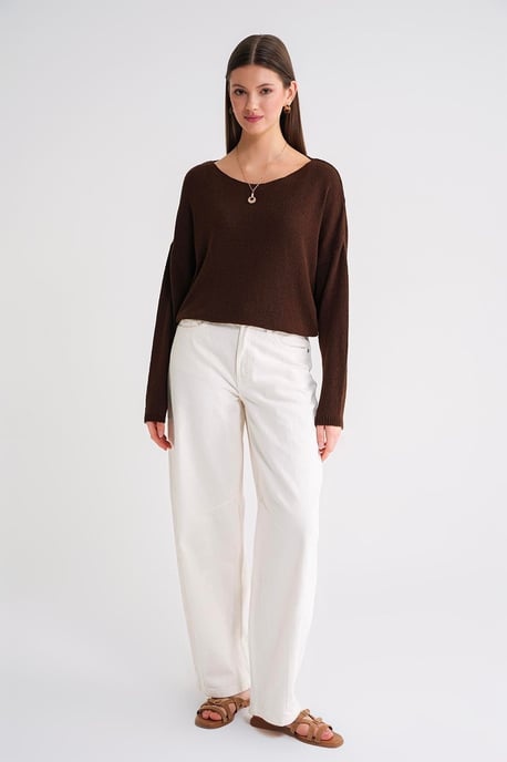 Übergroßer Bootsausschnitt-Strickpullover - Image 2