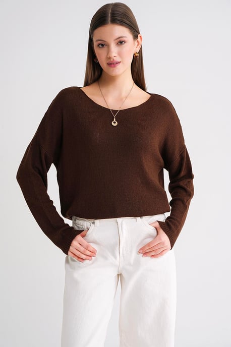 Übergroßer Bootsausschnitt-Strickpullover - Image 4