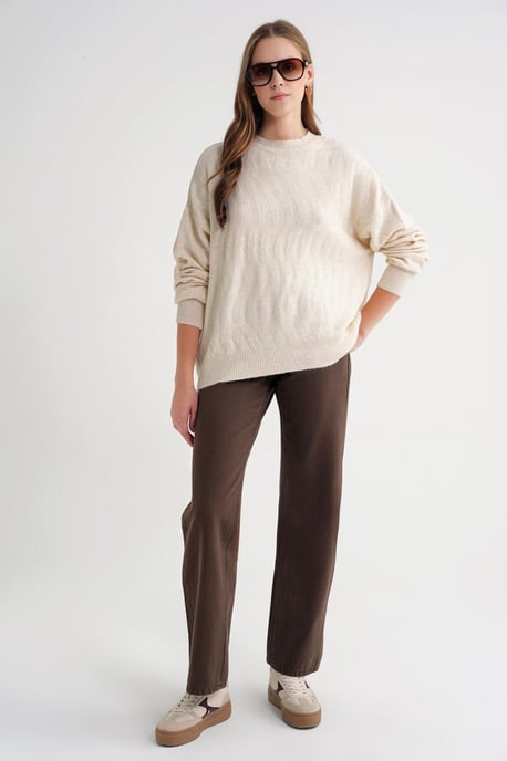 Ribbed Knitwear Pullover mit Haargflechtmuster - Image 2
