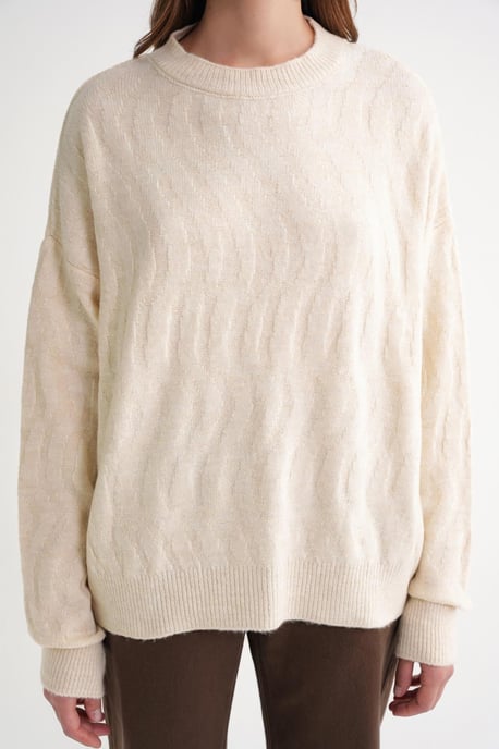 Ribbed Knitwear Pullover mit Haargflechtmuster - Image 5