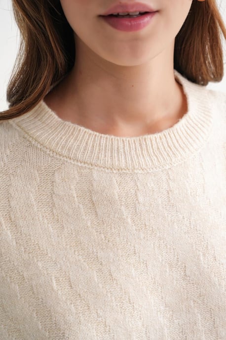 Ribbed Knitwear Pullover mit Haargflechtmuster - Image 6