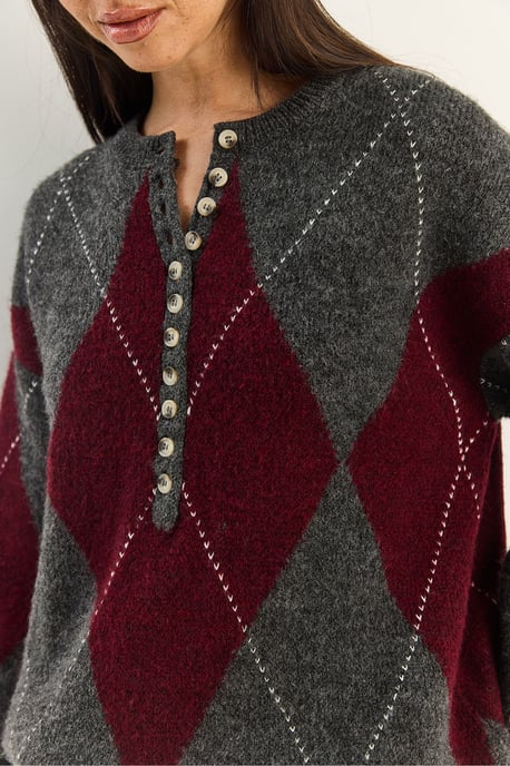 Strick-Pullover mit Rundhalsausschnitt und Knopfverschluss - Image 5