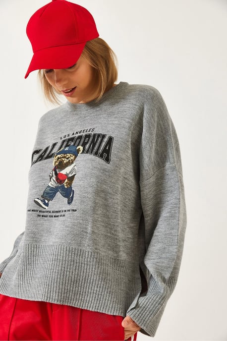 Übergrößiger bedruckter Rundhals-Pullover - Image 2