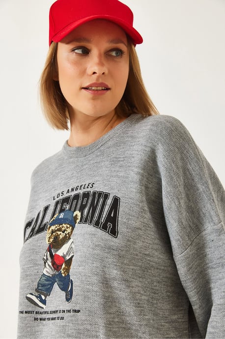 Übergrößiger bedruckter Rundhals-Pullover - Image 3