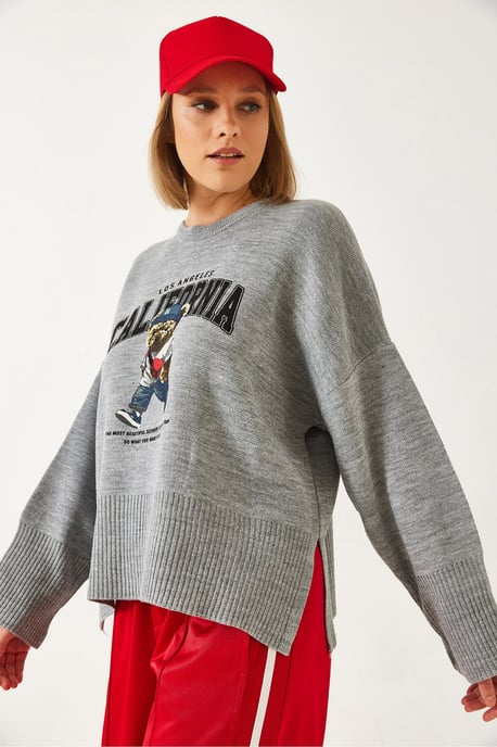 Übergrößiger bedruckter Rundhals-Pullover - Image 4