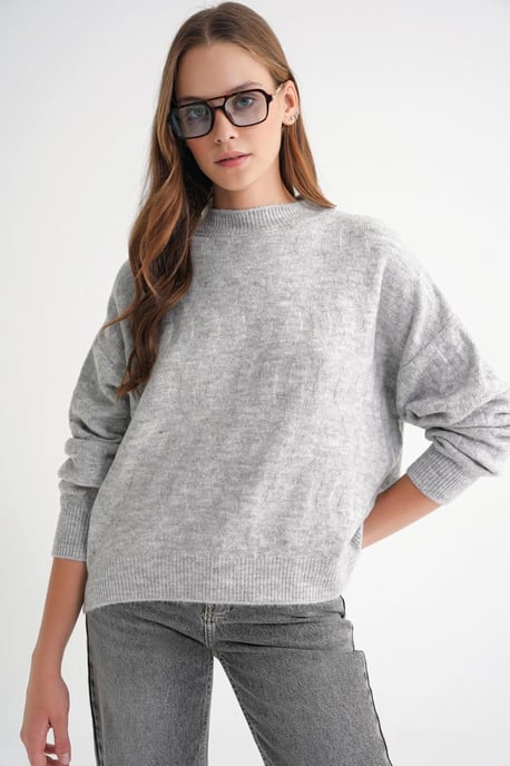 Rippstrickpullover mit Haargflechtmuster - Image 1