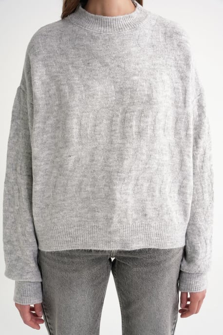 Rippstrickpullover mit Haargflechtmuster - Image 5