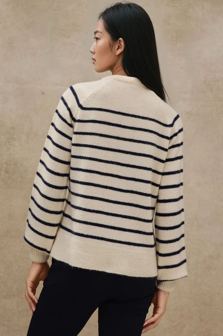 Gestreifter Button-Kragen-Pullover - Image 4