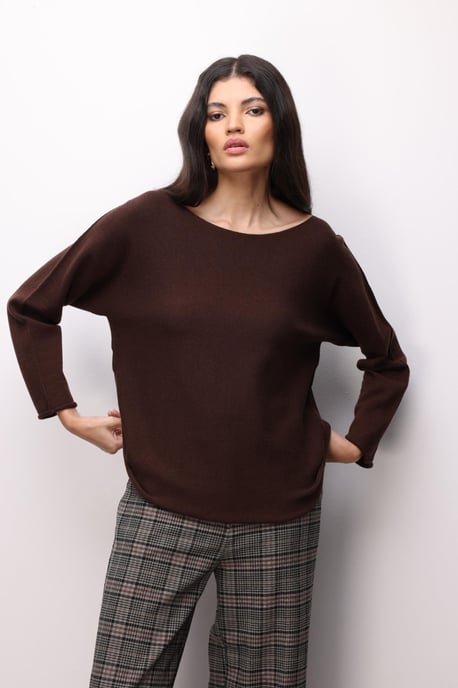 Bootsausschnitt Ribstrickpullover - Image 3