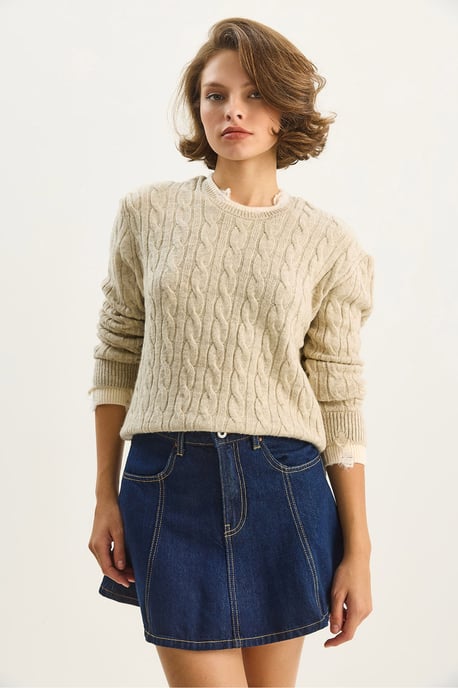 Haarflecht-Musterpullover - Image 2