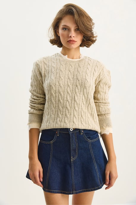 Haarflecht-Musterpullover - Image 3
