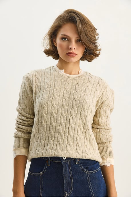 Haarflecht-Musterpullover - Image 4