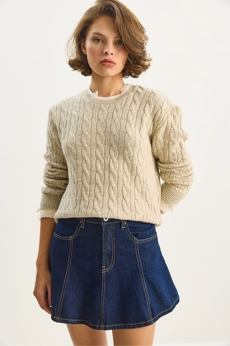 Haarflecht-Musterpullover - Image 5