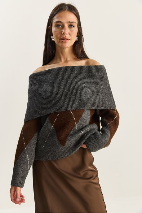 Madonna Kragen Strickpullover mit Baklava-Muster - Image 4