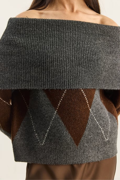 Madonna Kragen Strickpullover mit Baklava-Muster - Image 6