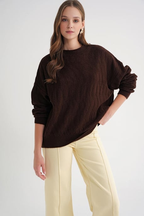 Rippstrick Pullover mit Haarzopf-Muster - Image 1