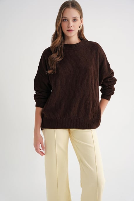 Rippstrick Pullover mit Haarzopf-Muster - Image 2