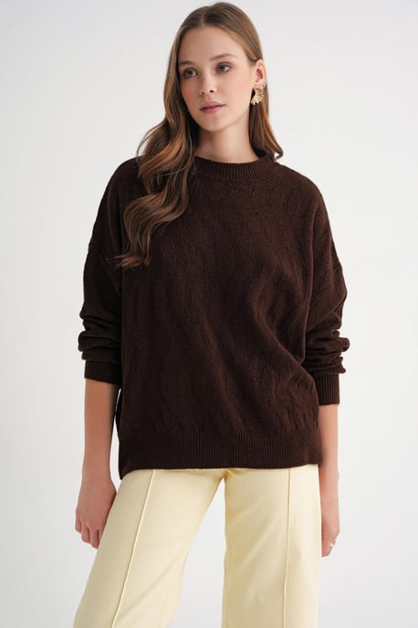 Rippstrick Pullover mit Haarzopf-Muster - Image 3