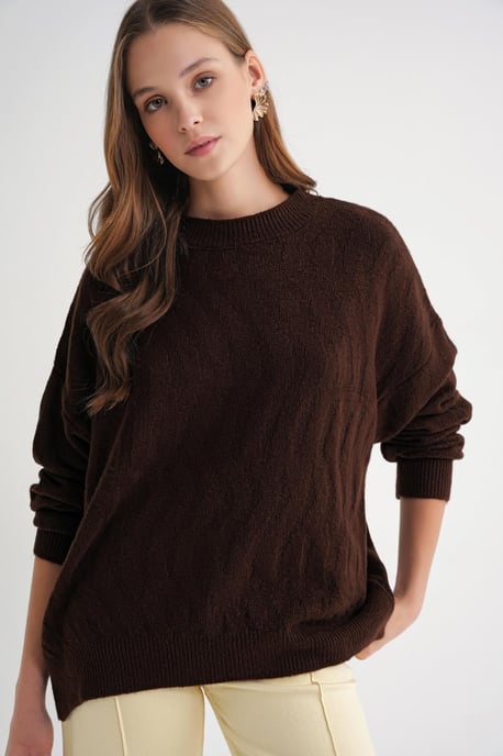 Rippstrick Pullover mit Haarzopf-Muster - Image 4