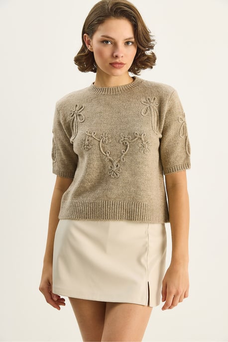 Bestickter Rundhalsausschnitt-Strickpullover - Image 2