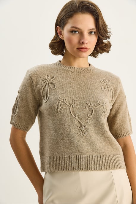 Bestickter Rundhalsausschnitt-Strickpullover - Image 5