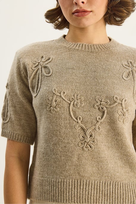 Bestickter Rundhalsausschnitt-Strickpullover - Image 6