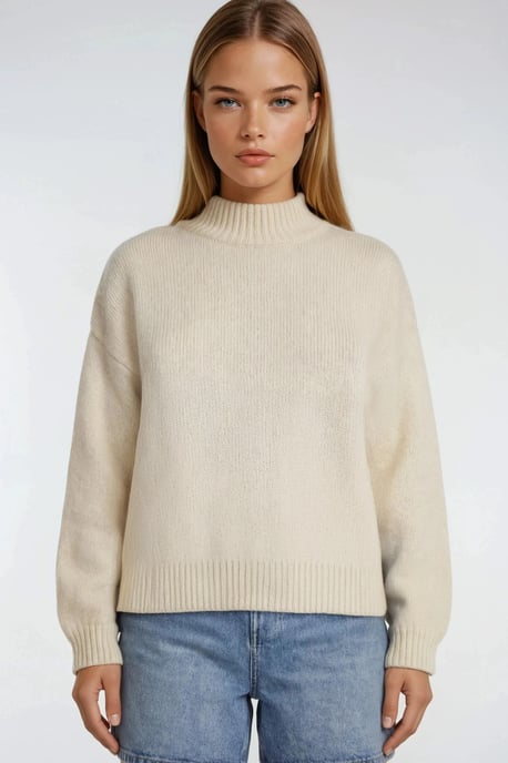 Lässiger Schnitt Rundhals Dickstrickpullover - Image 2