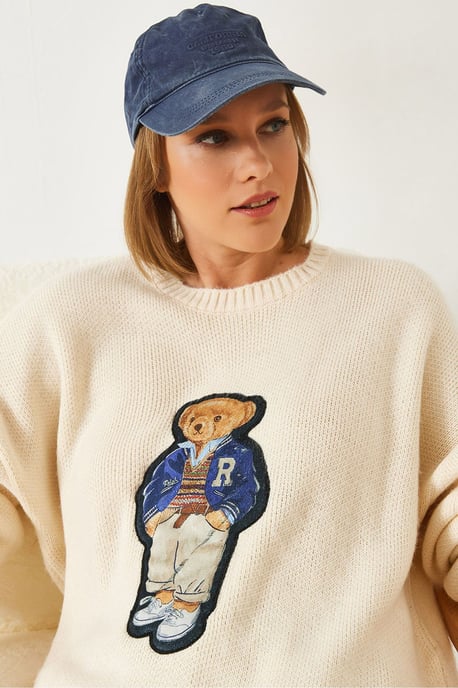 Bestickter Übergroßer Rundhalsausschnitt-Pullover - Image 4