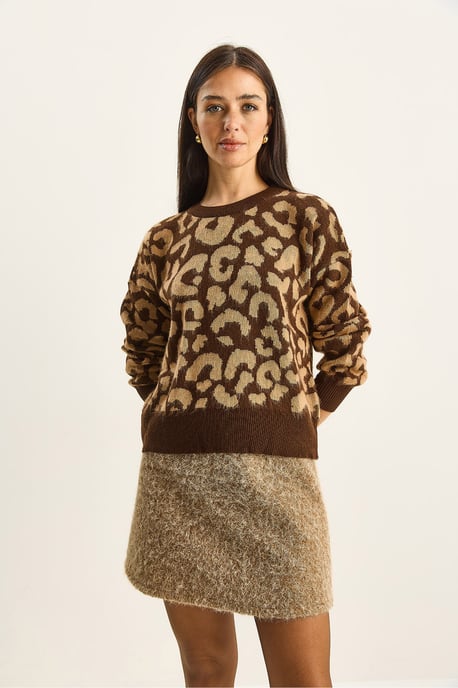 Leoprint Rundhals-Pullover - Image 3