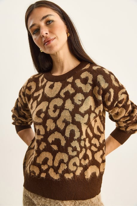 Leoprint Rundhals-Pullover - Image 4