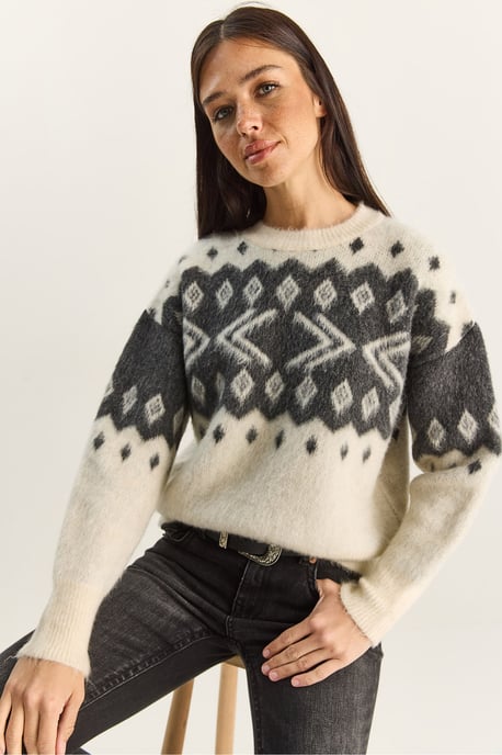 Ethnisches Muster Dickes Strickpullover mit Rundhalsausschnitt - Image 2