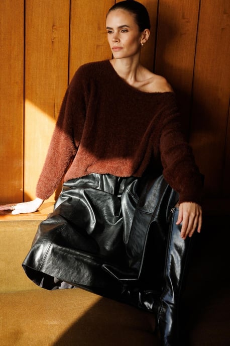 Asymmetrischer Kragen Strickpullover - Image 1