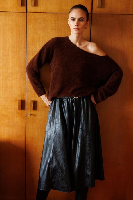 Asymmetrischer Kragen Strickpullover - Image 4