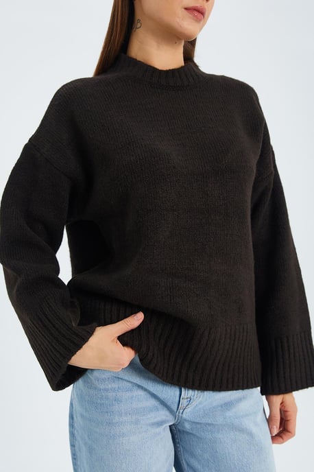 Übergroßer gerippter Strickpullover mit Rundhalsausschnitt - Image 4