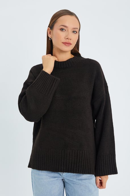 Übergroßer gerippter Strickpullover mit Rundhalsausschnitt - Image 5