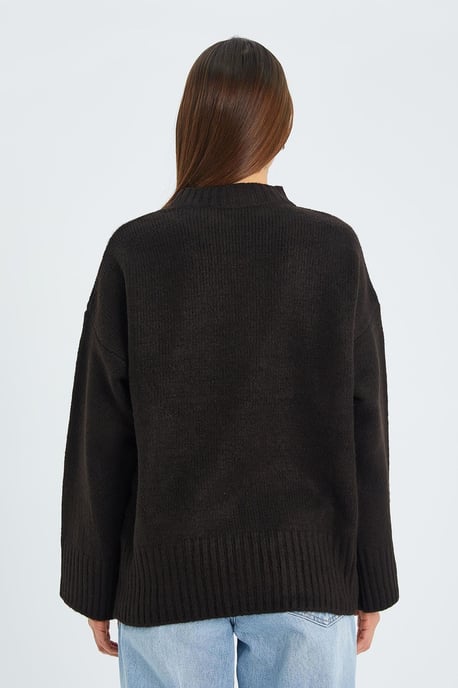 Übergroßer gerippter Strickpullover mit Rundhalsausschnitt - Image 6