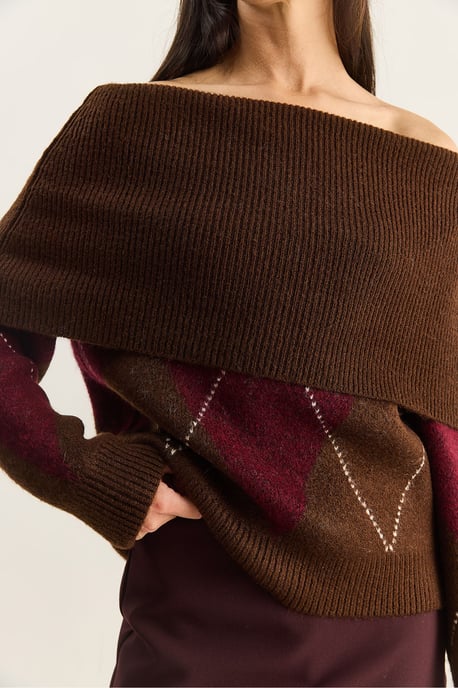Madonna-Kragen Strickpullover mit Baklava-Muster - Image 5