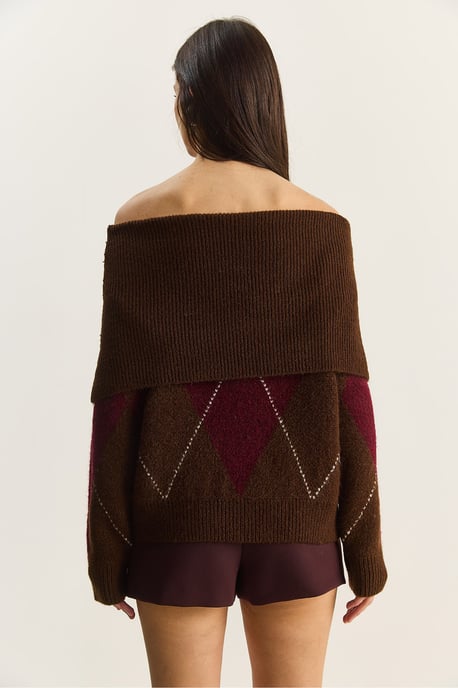 Madonna-Kragen Strickpullover mit Baklava-Muster - Image 6