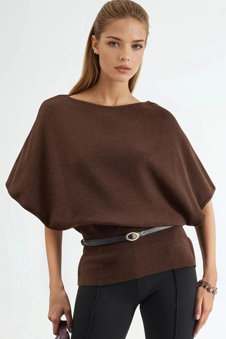 Gestrickter Pullover mit Rundhalsausschnitt und Gürtel - Image 1