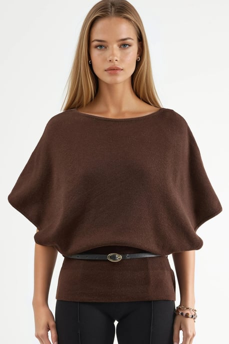 Gestrickter Pullover mit Rundhalsausschnitt und Gürtel - Image 6