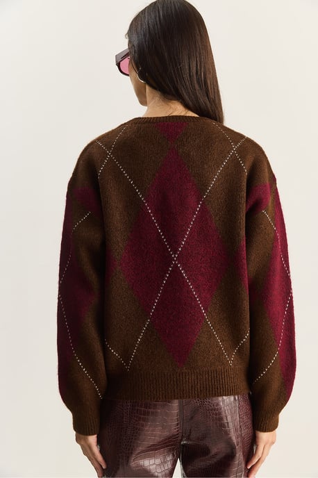Strickpullover mit Rundhalsausschnitt und Knopfverschluss - Image 6