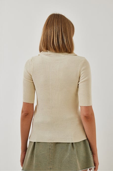 Rippstrick Kurzarm-Strickpullover - Image 3