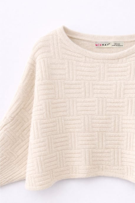 Oversized Texturierter Rippstrick Pullover mit Rundhalsausschnitt - Image 3