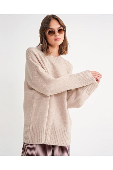 Übergröße Rippstrickpullover mit Rundhalsausschnitt - Image 2